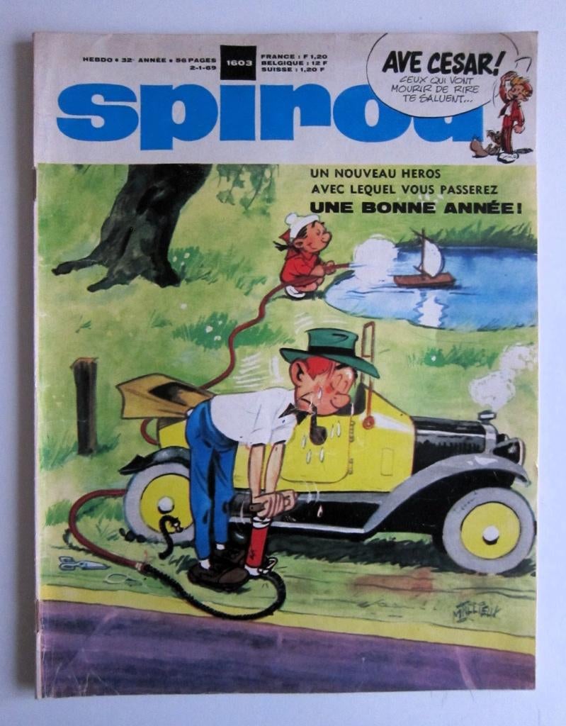 Hebdo Spirou 1603 + mini-récit 443 + vignettes doc. (1969), Boeken, Stripverhalen, Gelezen, Eén stripboek, Ophalen of Verzenden
