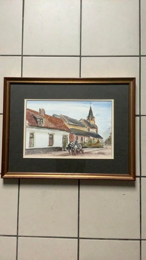 2 aquarelschilderijen E Goeminne, in kader, Ophalen