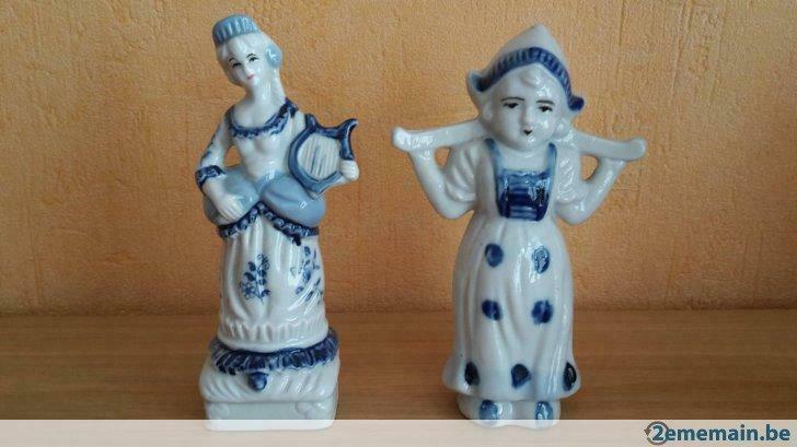 2 statuettes en faïence bleu et blanc, Enlèvement ou Envoi