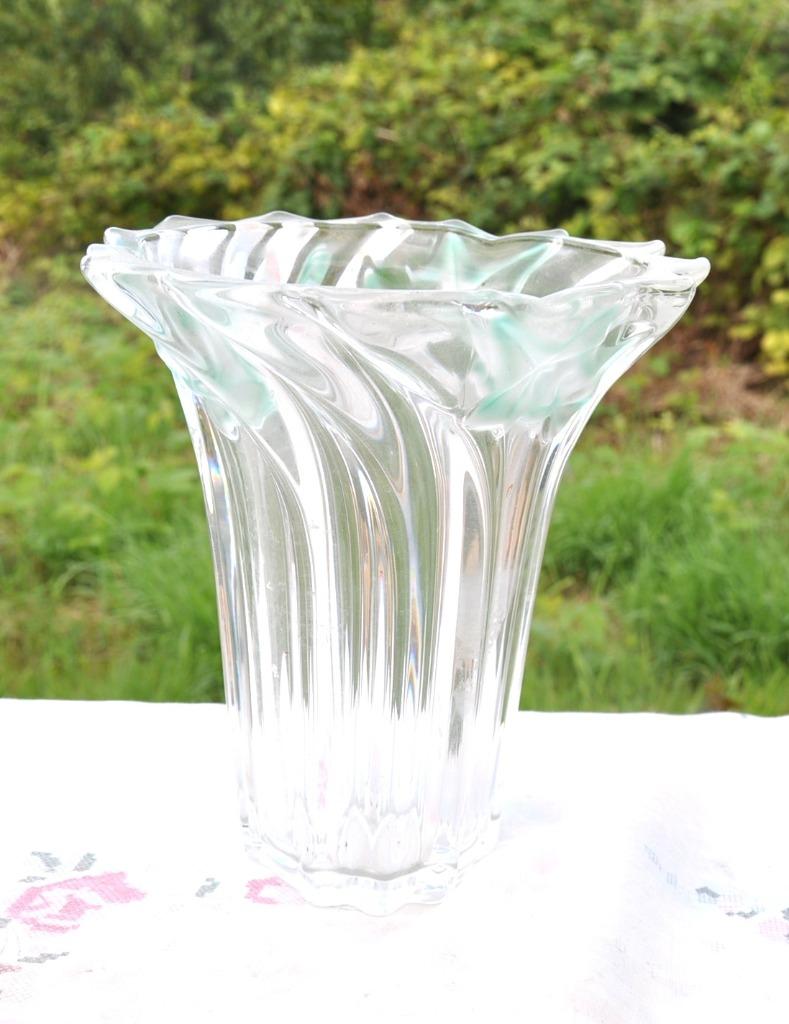 vase evasé en verre decor feuille de lierre, Ophalen of Verzenden, Zo goed als nieuw, Glas