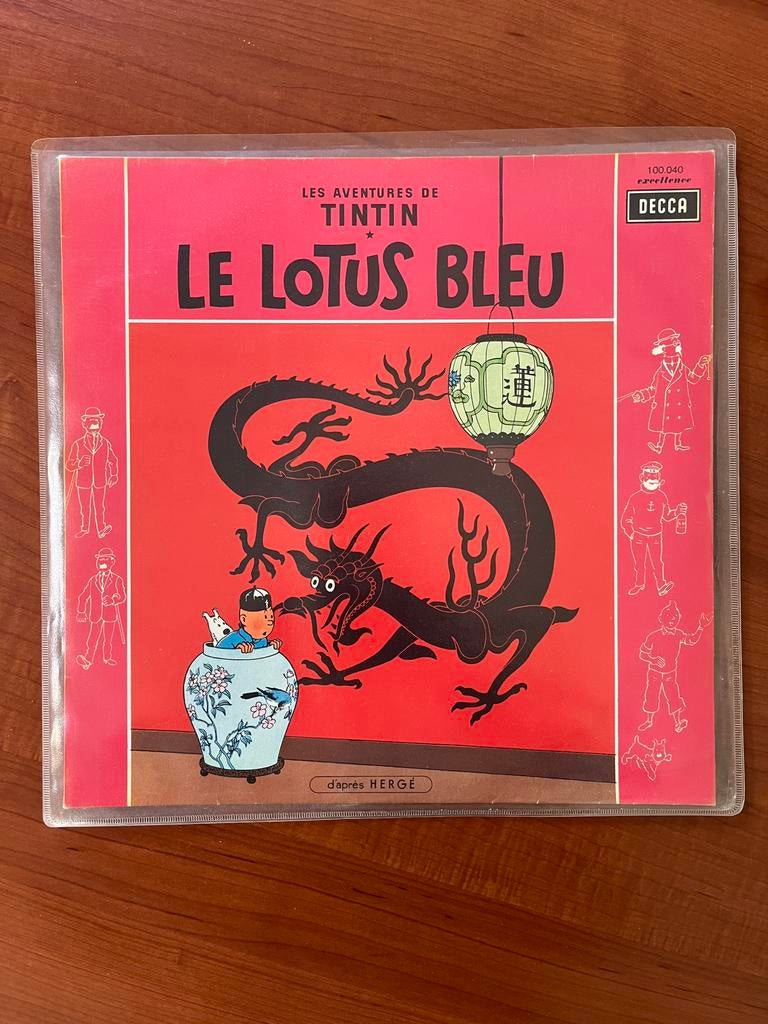 Lp 33T. Kuifje. Blauwe Lotus „Decca”, Cd's en Dvd's, Ophalen of Verzenden, Zo goed als nieuw