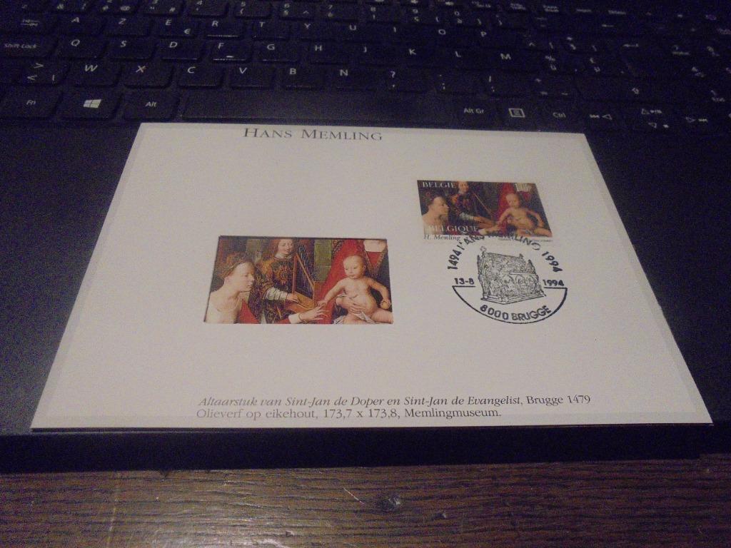 Hans Memling postzegelkaart, Ophalen of Verzenden, Gestempeld