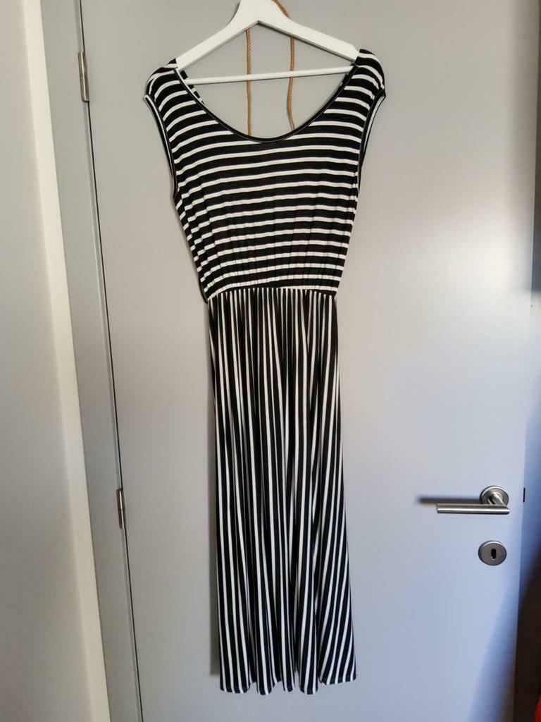 Lang luchtig zwart/wit kleed maat s, Enlèvement ou Envoi, Taille 36 (S), Comme neuf, Blanc