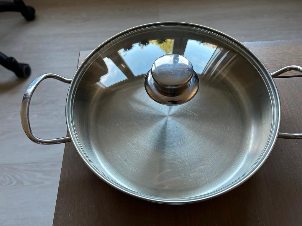 Braadpan met  glazen deksel, Ophalen, Nieuw, Aluminium
