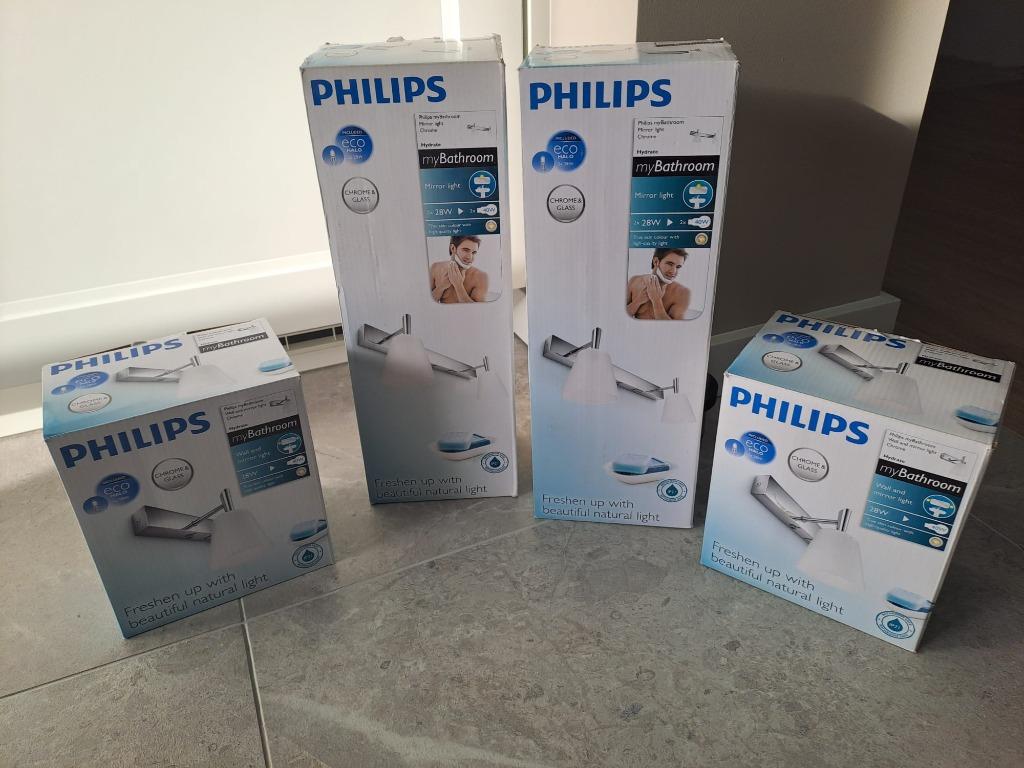 Philips myBathroom wandlampen chroom 4 stuks Nieuw badkamer, Enlèvement ou Envoi, Neuf