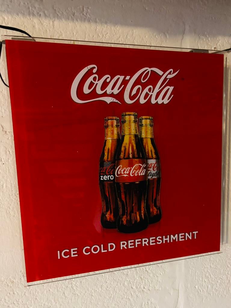 Publicité coca cola lumineuse en verre, Collections, Enlèvement, Comme neuf