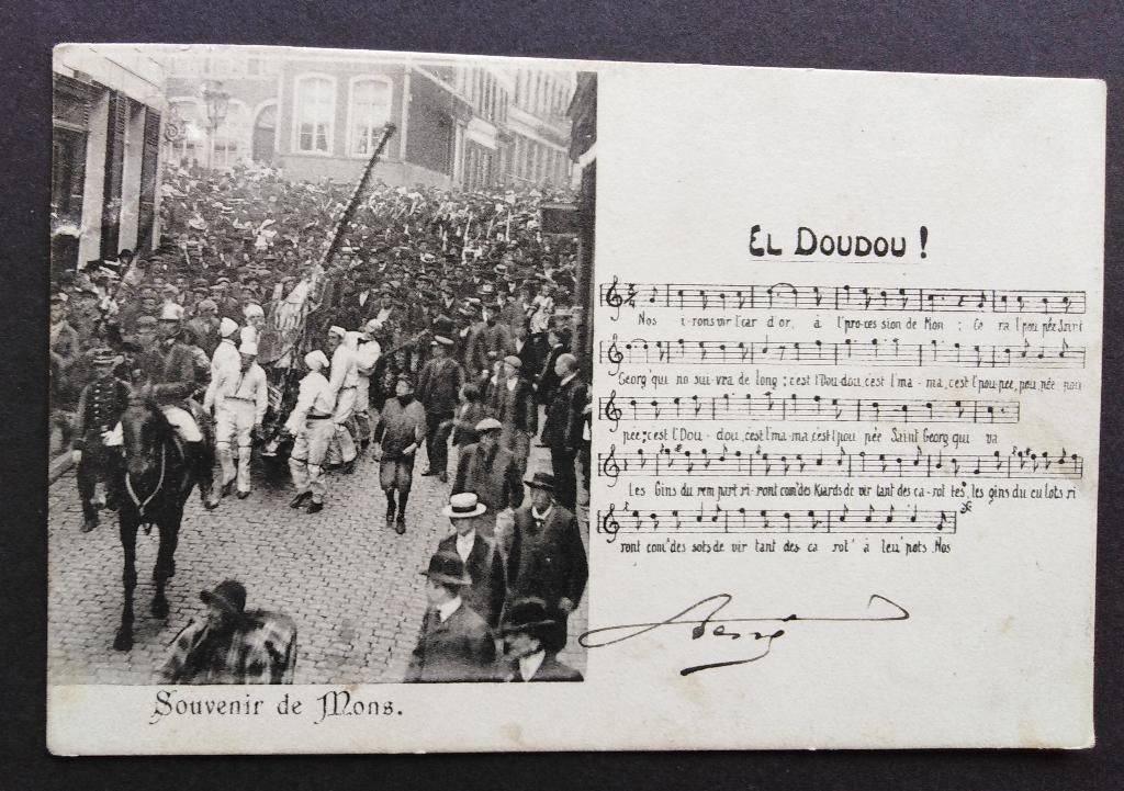 Carte Postale ancienne de Mons  Le doudou en 1911, Envoi, Avant 1920, Affranchie