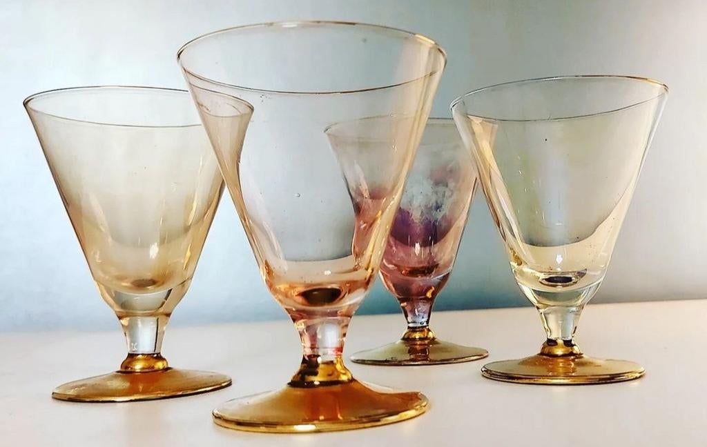 4 verres vintage colorés, Enlèvement ou Envoi
