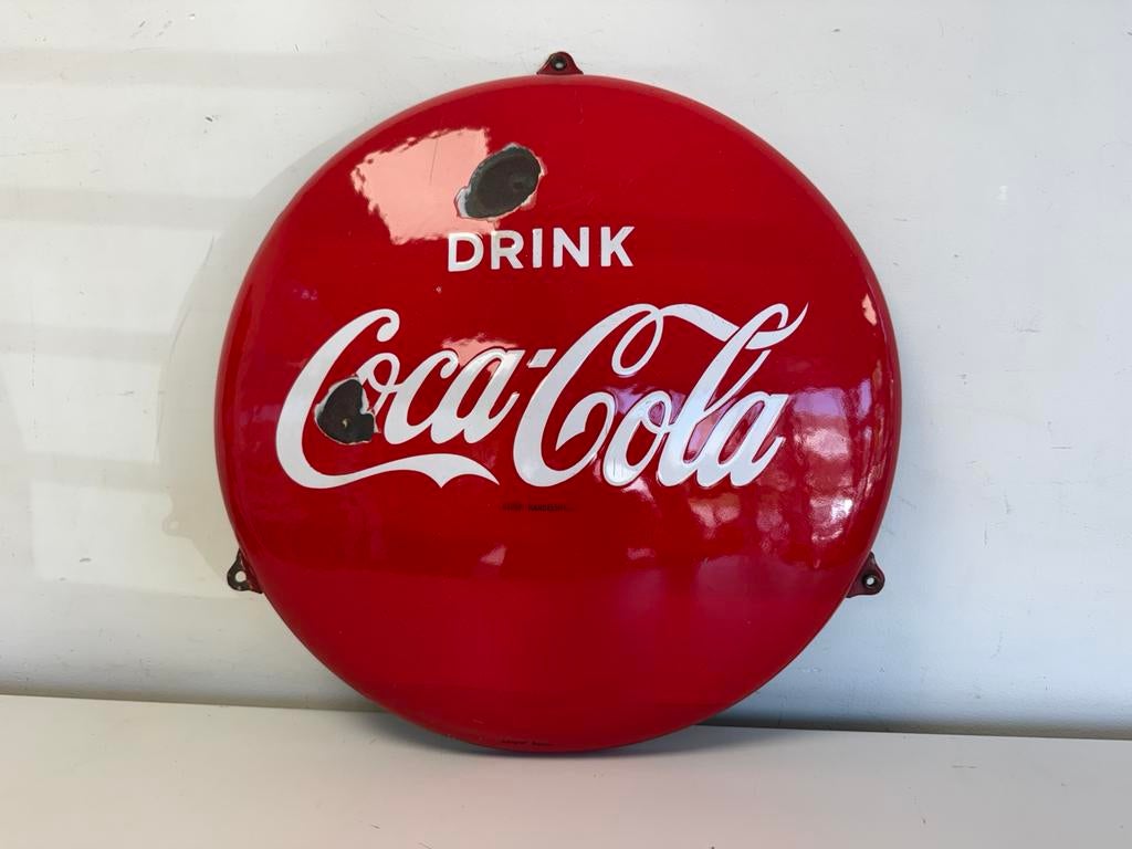 Drink Coca Cola emaille reclamebord, Ophalen of Verzenden, Gebruikt, Reclamebord