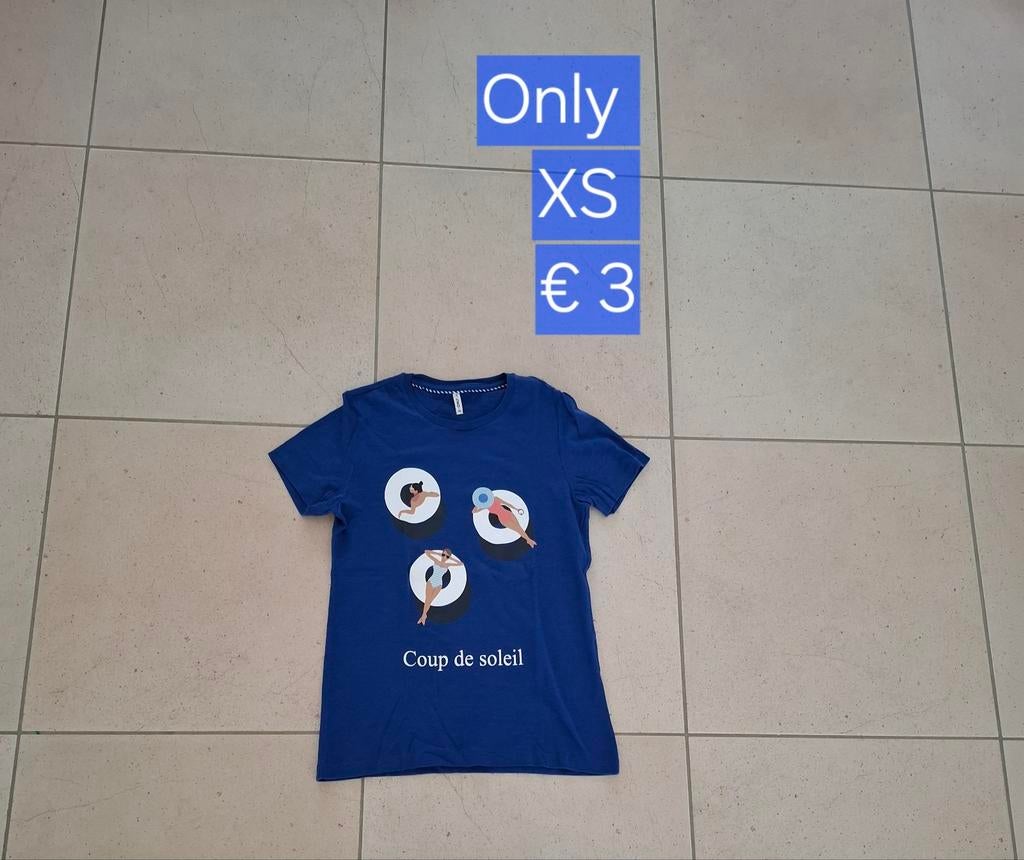 T-shirt Only XS, Blauw, Zo goed als nieuw, Korte mouw, Maat 34 (XS) of kleiner