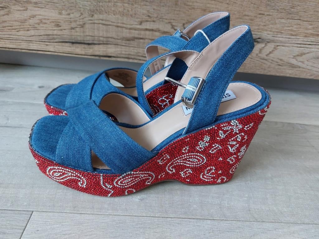 Sandales compensées en jeans., Enlèvement, Neuf