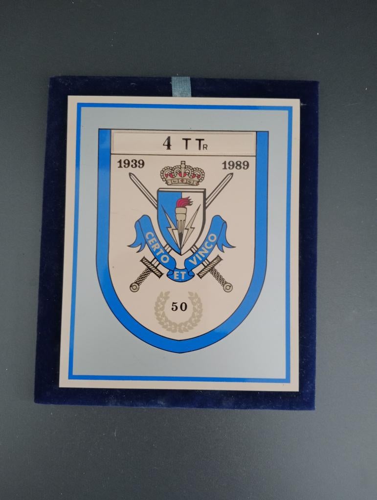 Plaat 4 T.Tr., Verzamelen, Militaria | Algemeen, Ophalen of Verzenden, Landmacht, Embleem of Badge