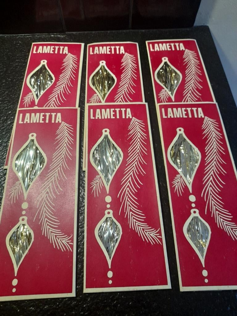 Originele oude lametta in verpakking, oude kerstversiering, Ophalen of Verzenden