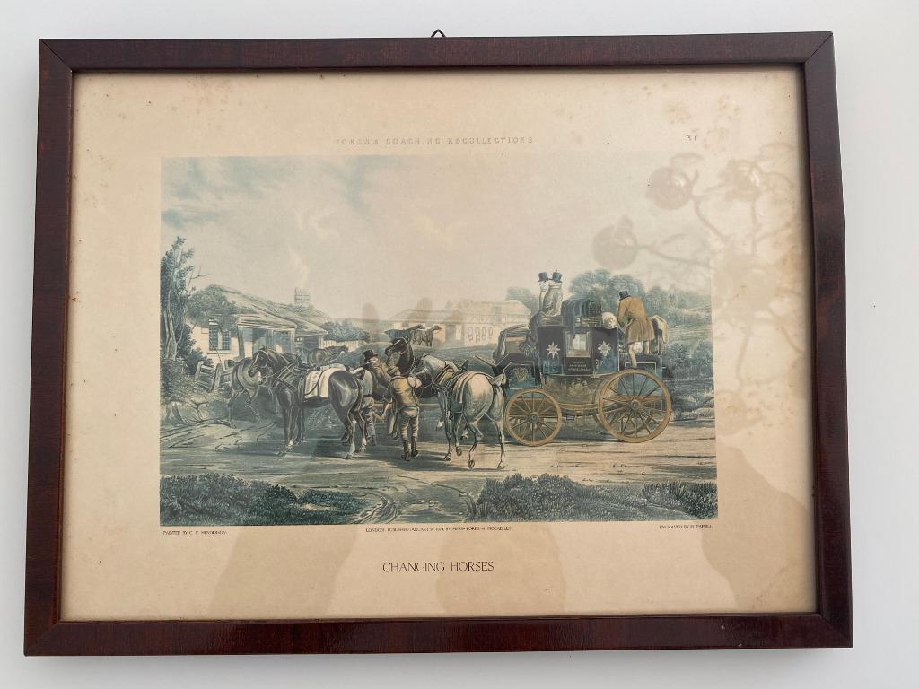 Vintage Kader met Tekening Jaren 70, Huis en Inrichting, Woonaccessoires | Lijsten, Gebruikt, Minder dan 50 cm, Minder dan 50 cm