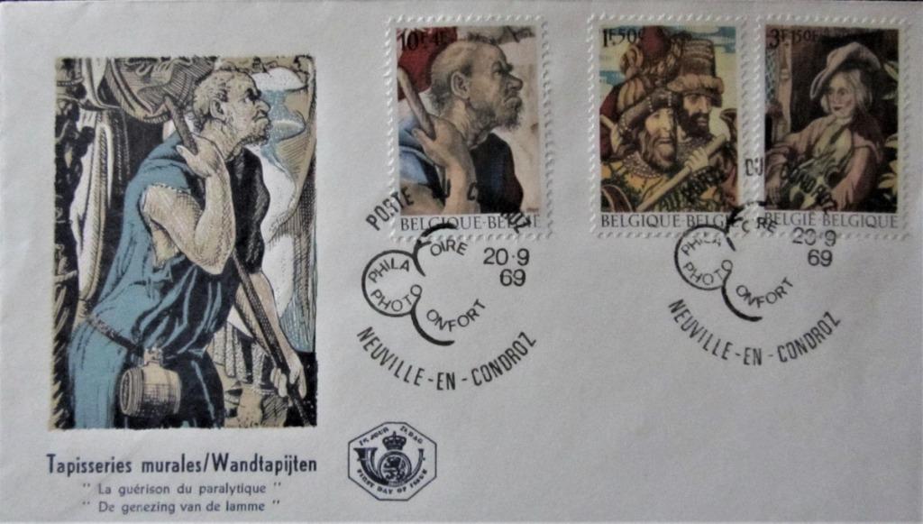 FDC- BELGIË- KUNST- WANDTAPIJTEN, Ophalen of Verzenden, Gestempeld, Overige thema's