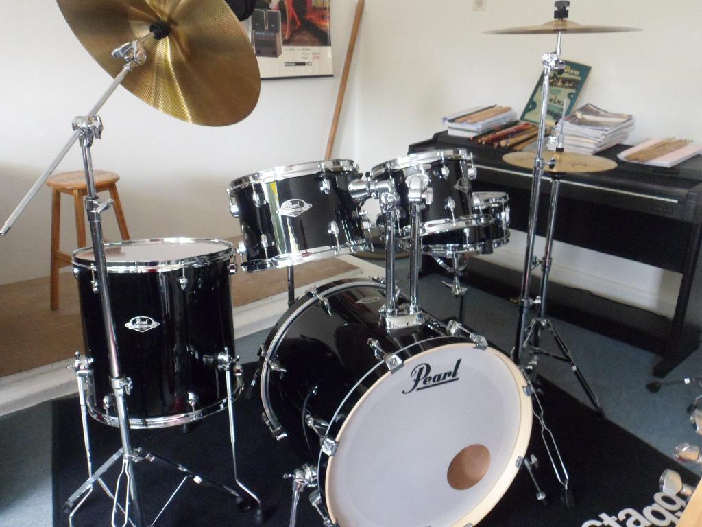 top occasie PEARL Export 5-delig, symbals, kruk, kompleet., Muziek en Instrumenten, Drumstellen en Slagwerk, Zo goed als nieuw