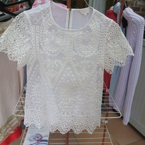 Blouse broderie wit met onderhemdje Ted Baker nr 0 (36), Wit, Nieuw, Ophalen of Verzenden, Maat 36 (S)