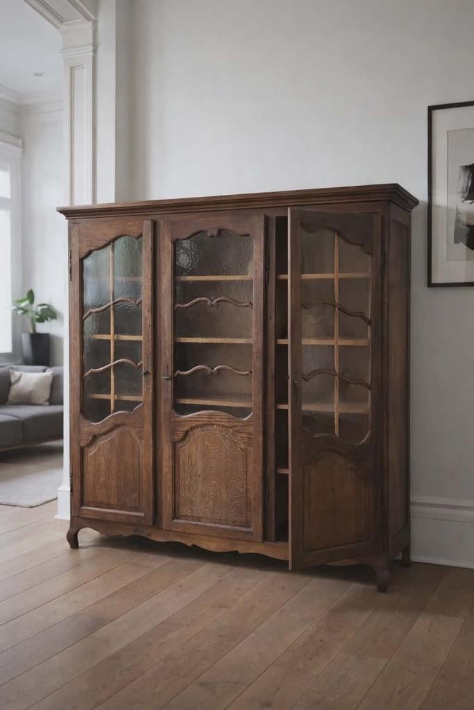 Bibliotheekkast eik vitrinekast antiek, Huis en Inrichting, Ophalen