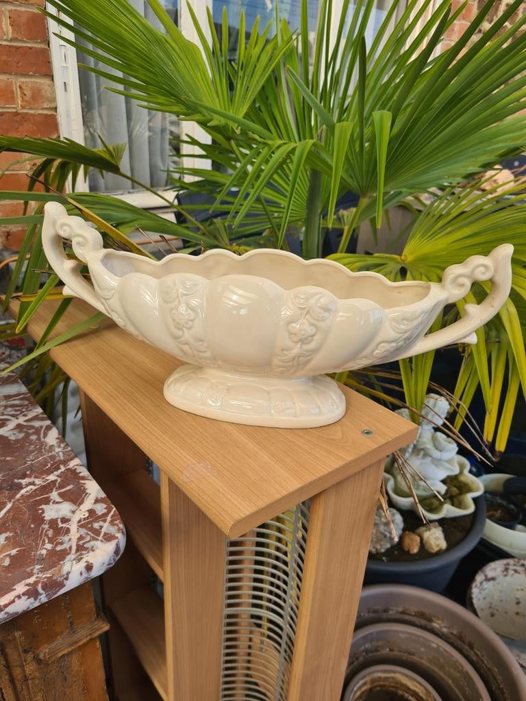 Vintage coupe blanche en faïence 40 cm de long, Enlèvement