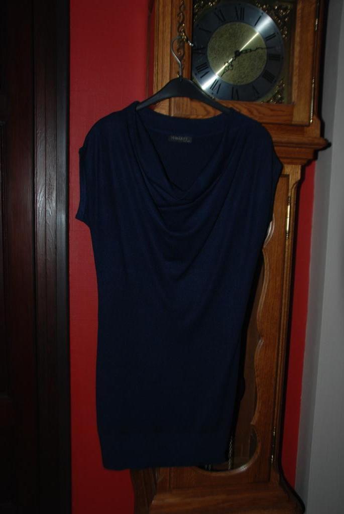 Korte jurk of tuniek "Threenity" in marineblauwe wol S/M, Blauw, Ophalen of Verzenden, Zo goed als nieuw, Threenity