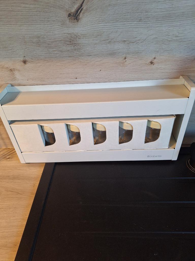 Brabantia kruidenplank+glazen potjes en spaghettidoos, Ophalen of Verzenden, Nieuw