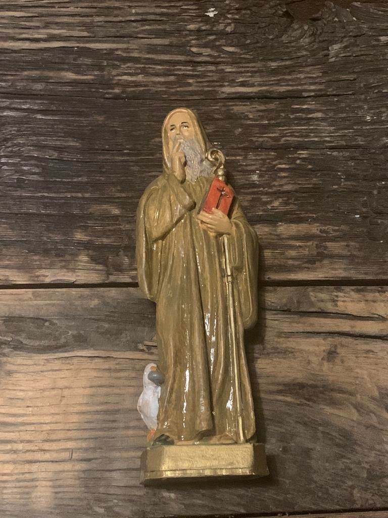 Vintage religieus beeldje van de Heilige Benedictus Italy, Antiek en Kunst, Ophalen of Verzenden