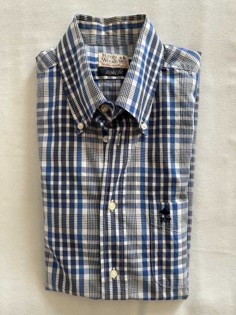 Hemd River Woods lange mouwen katoen maat L heren, Kleding | Heren, Ophalen of Verzenden, Blauw, River woods