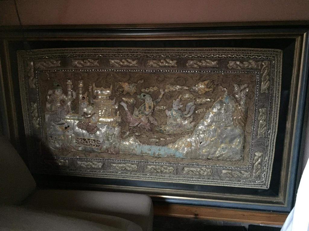 Thai kunstwerk groot kader, Antiek en Kunst, Ophalen of Verzenden