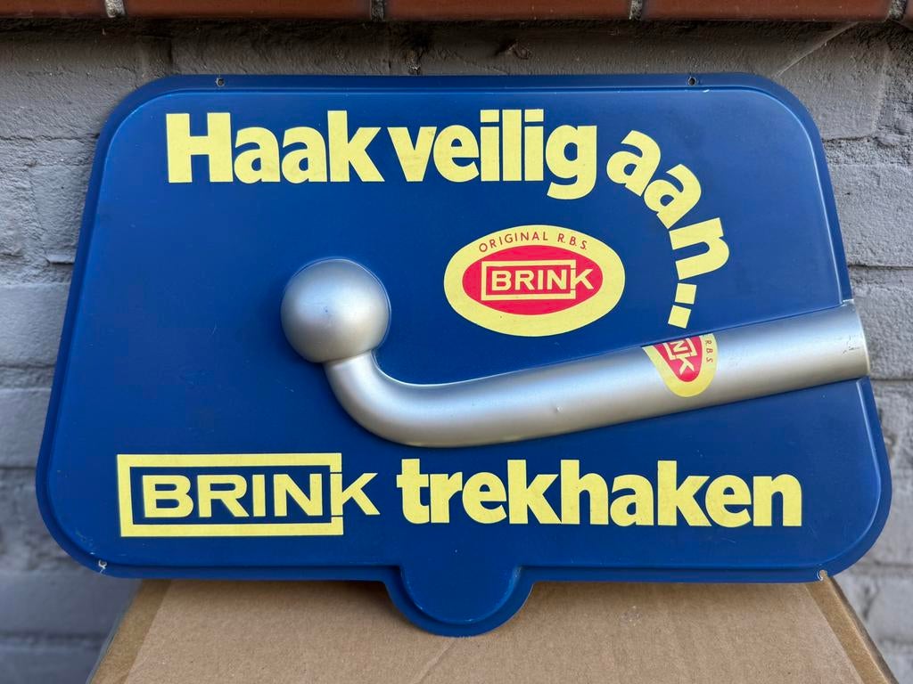 Brink trekhaak oud reclamebord, Ophalen of Verzenden, Gebruikt, Reclamebord