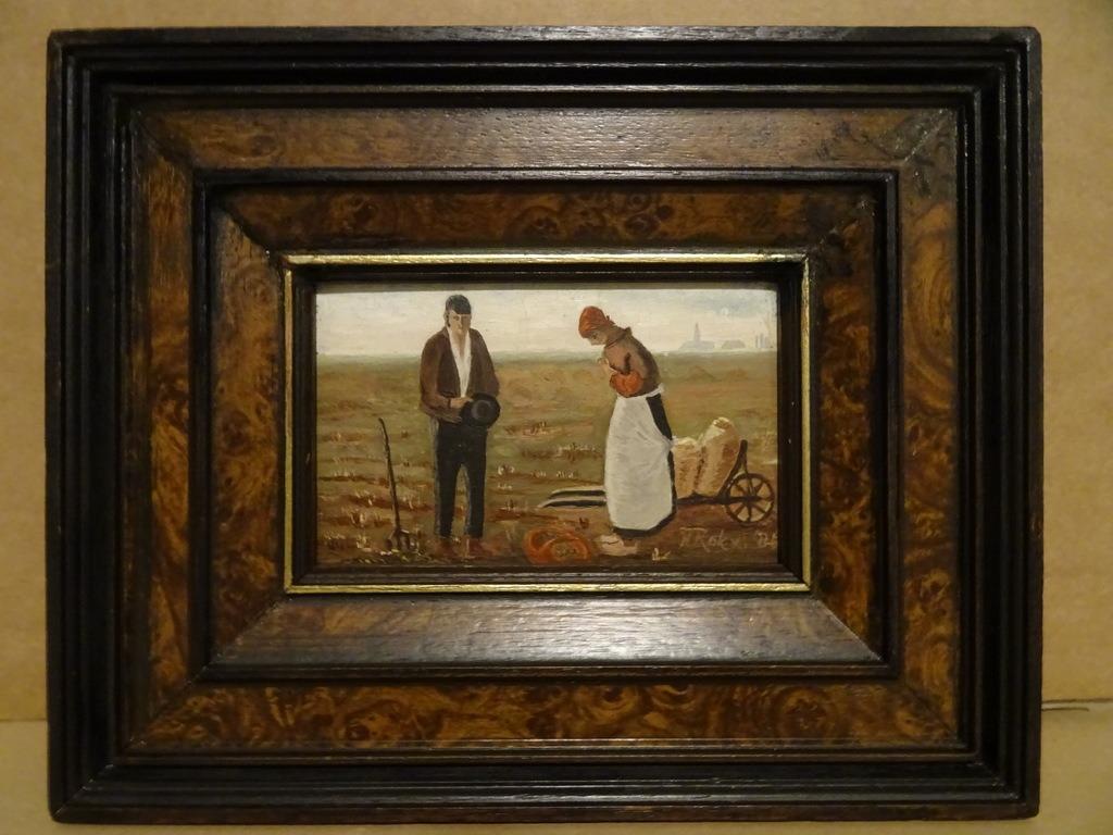 Het Angelus schilderij Het Angelus miniatuur 26x21cm N. Rokx, Ophalen of Verzenden