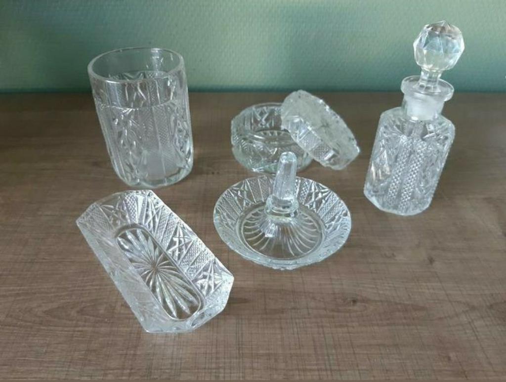 vintage glaswerk / kaptafel set, Enlèvement