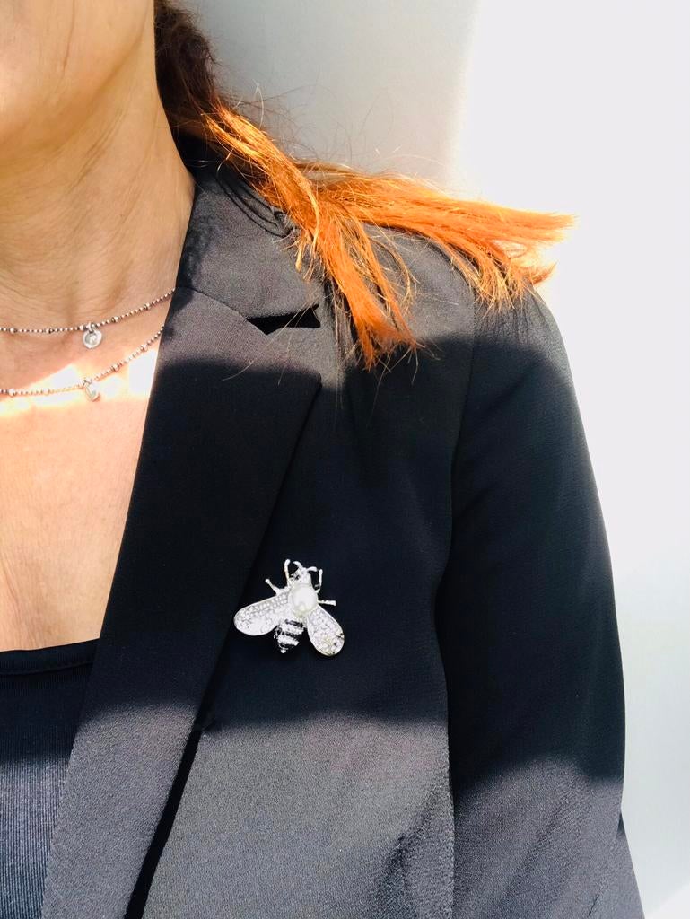 Jolie broche abeille argentée + paquet cadeau, Bijoux, Sacs & Beauté, Broches, Argent, Argent