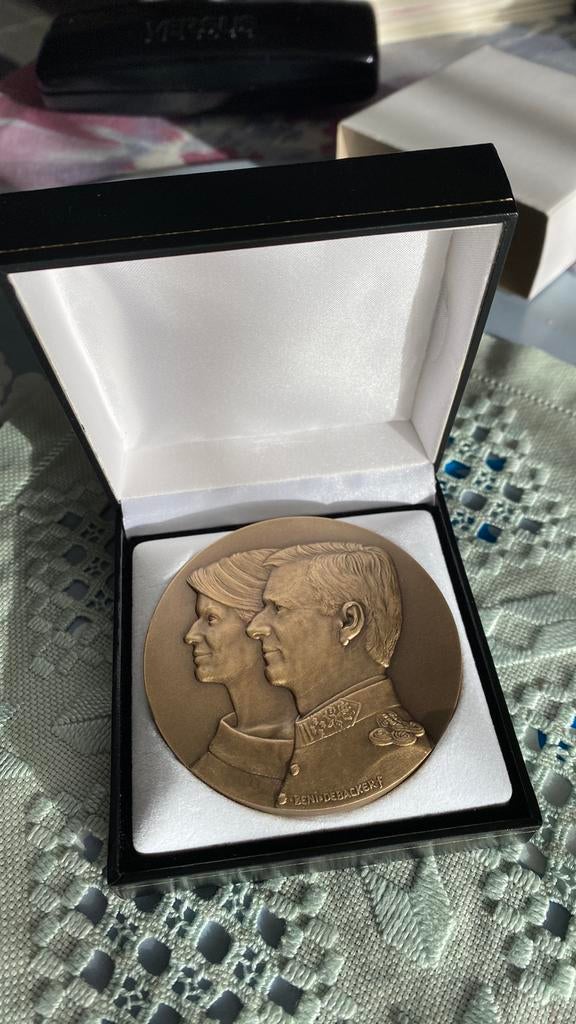 Medaille munt Filip en Mathilde, Postzegels en Munten, Penningen en Medailles, Brons, Ophalen of Verzenden