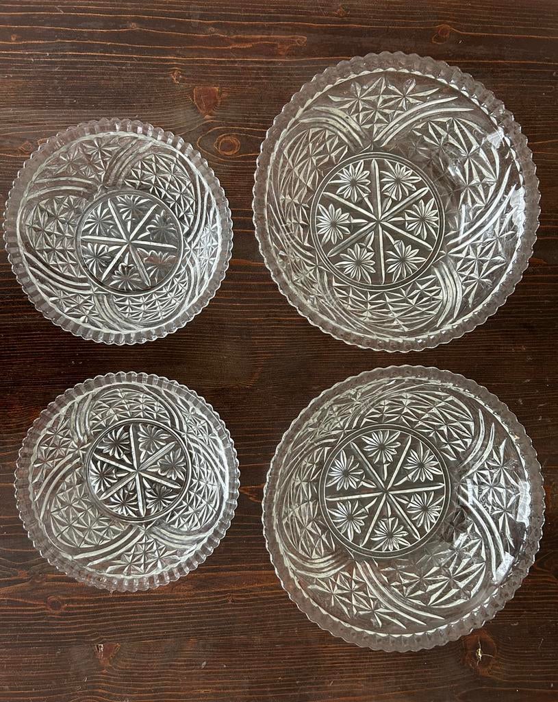 Ensemble de 4 bols/plats de service en verre., Enlèvement ou Envoi