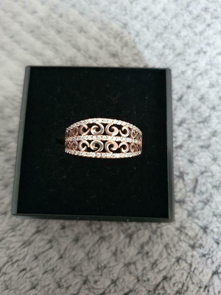 Zilveren ring rosé verguld maat 54, Bijoux, Sacs & Beauté, Bagues, Enlèvement ou Envoi, Rose, Avec cristal, Utilisé