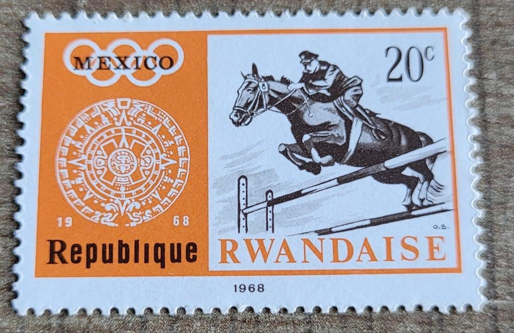 Oude postzegel: Olympische Spelen Mexico 1968 - Rwanda, Ophalen of Verzenden, Overige landen, Postfris