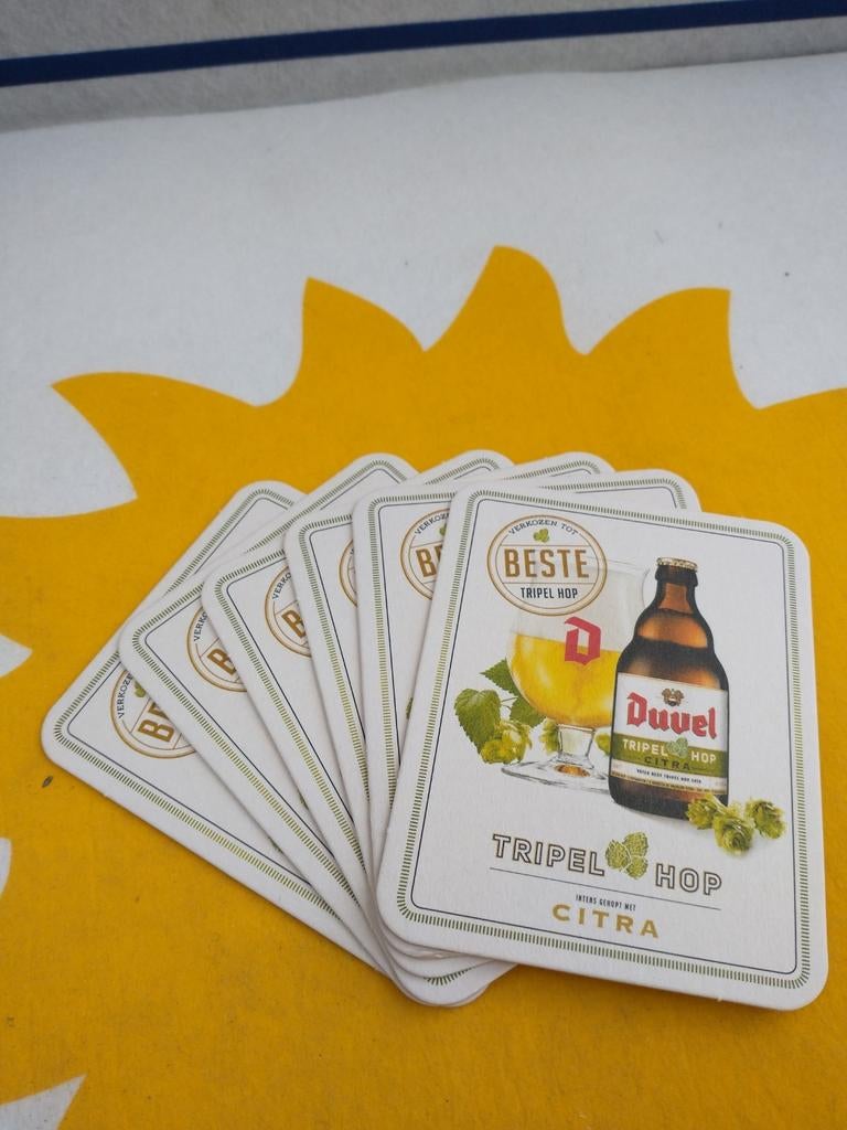 Bierviltjes bierkaarten van Duvel Tripel hop citra 6 stuks, Verzamelen, Ophalen of Verzenden, Zo goed als nieuw, Viltje(s), Duvel