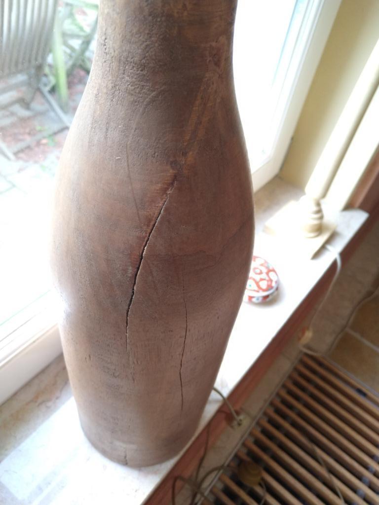 Très haute lampe en bois (70 cm) avec gros socquet, Maison & Meubles, Enlèvement, Utilisé, Bois, Avec interrupteur