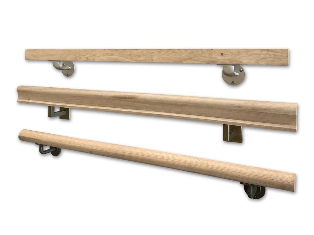 Trapleuning Massief eiken hout - Rond en vierkant - GOEDKOOP, Doe-het-zelf en Bouw, Ophalen of Verzenden, Nieuw, Trap, 2 tot 4 meter