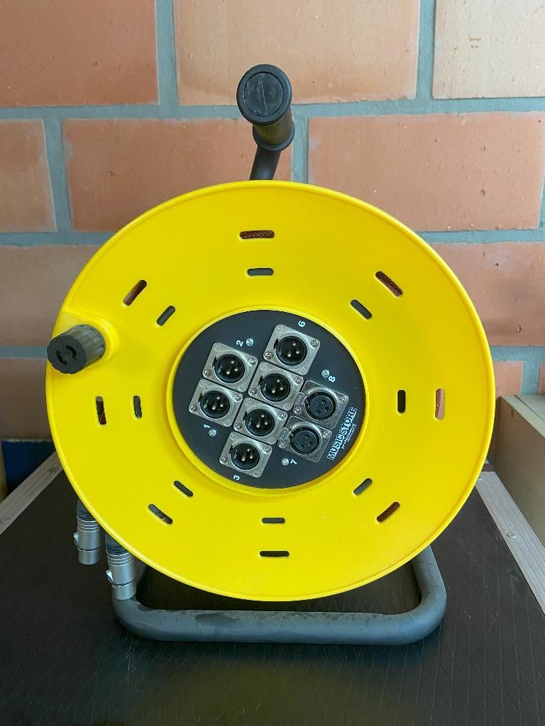 Multikabel 15m 8xlr, haspel, Ophalen, Zo goed als nieuw, Speaker of Versterker