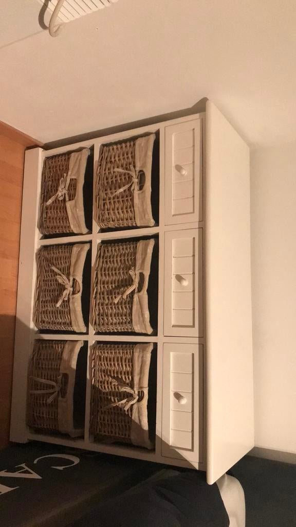 Commode L 100 / H 72 / l 36 cm avec tiroirs et paniers, Comme neuf