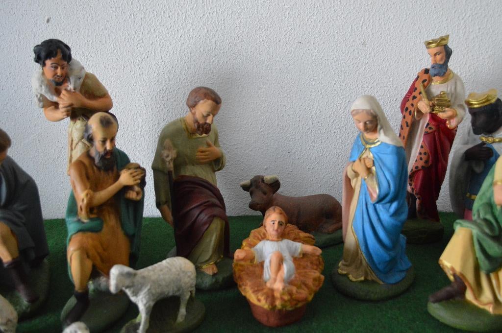 Vintage Set grote Kerstbeelden 28 cm staand, Diversen, Kerst, Ophalen of Verzenden, Gebruikt