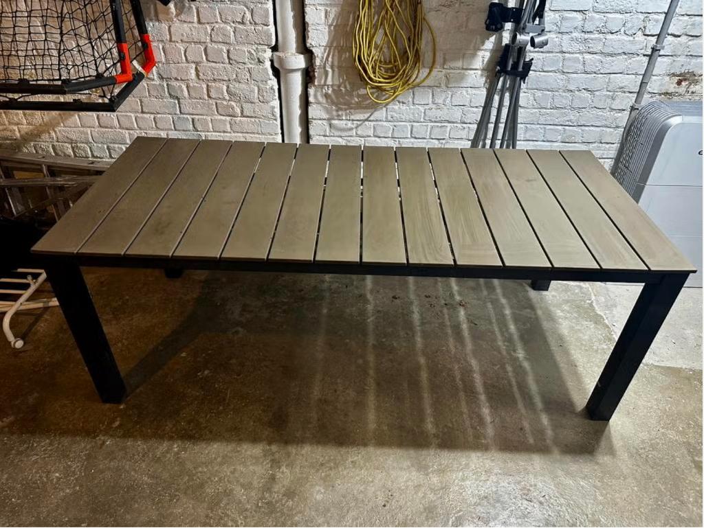 Table de jardin en composite et aluminium + 6 chaises, Enlèvement, Utilisé, Rectangulaire, Aluminium