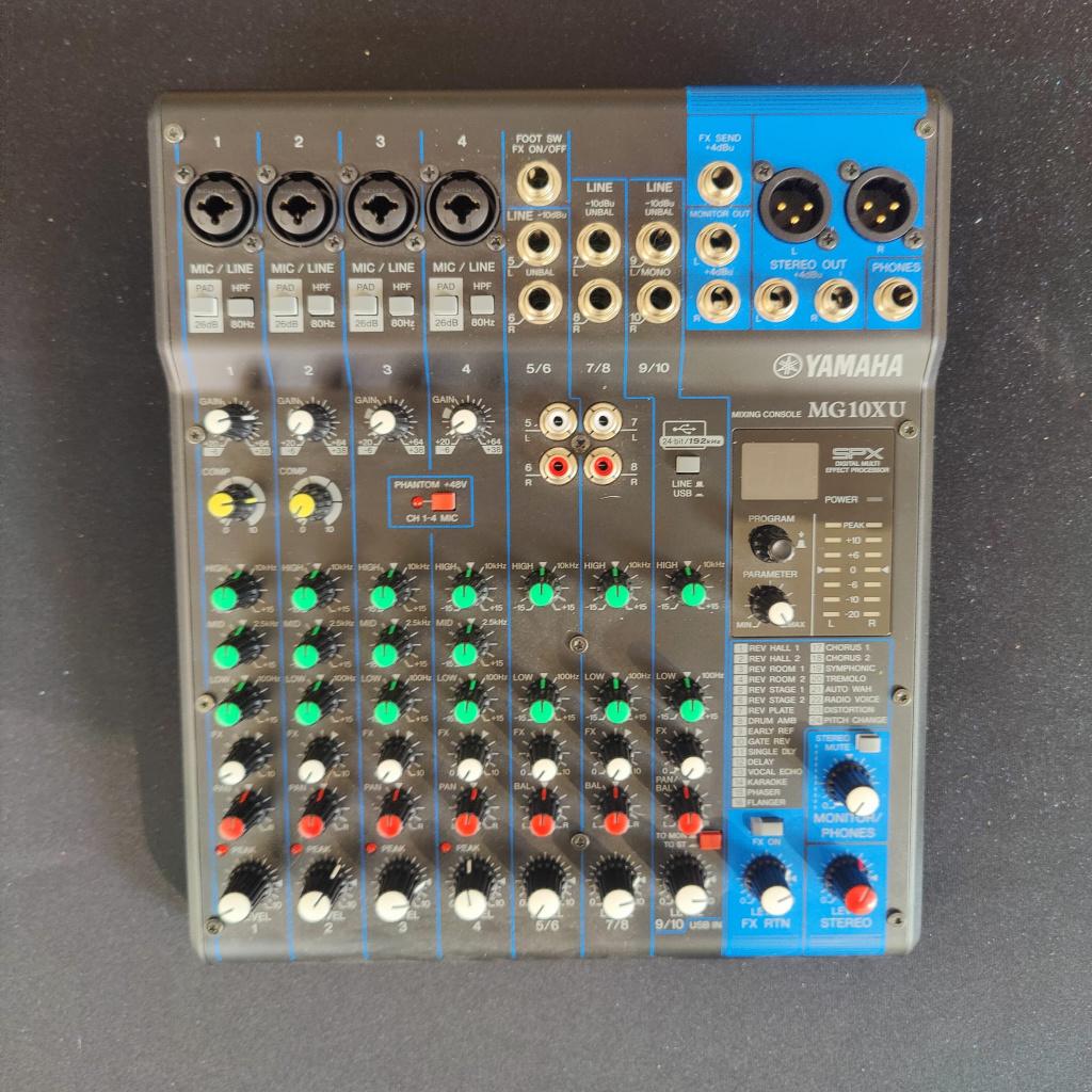 Yamaha MG10XU Mixer/Mengpaneel, Enlèvement, Comme neuf, 5 à 10 canaux, Entrée micro