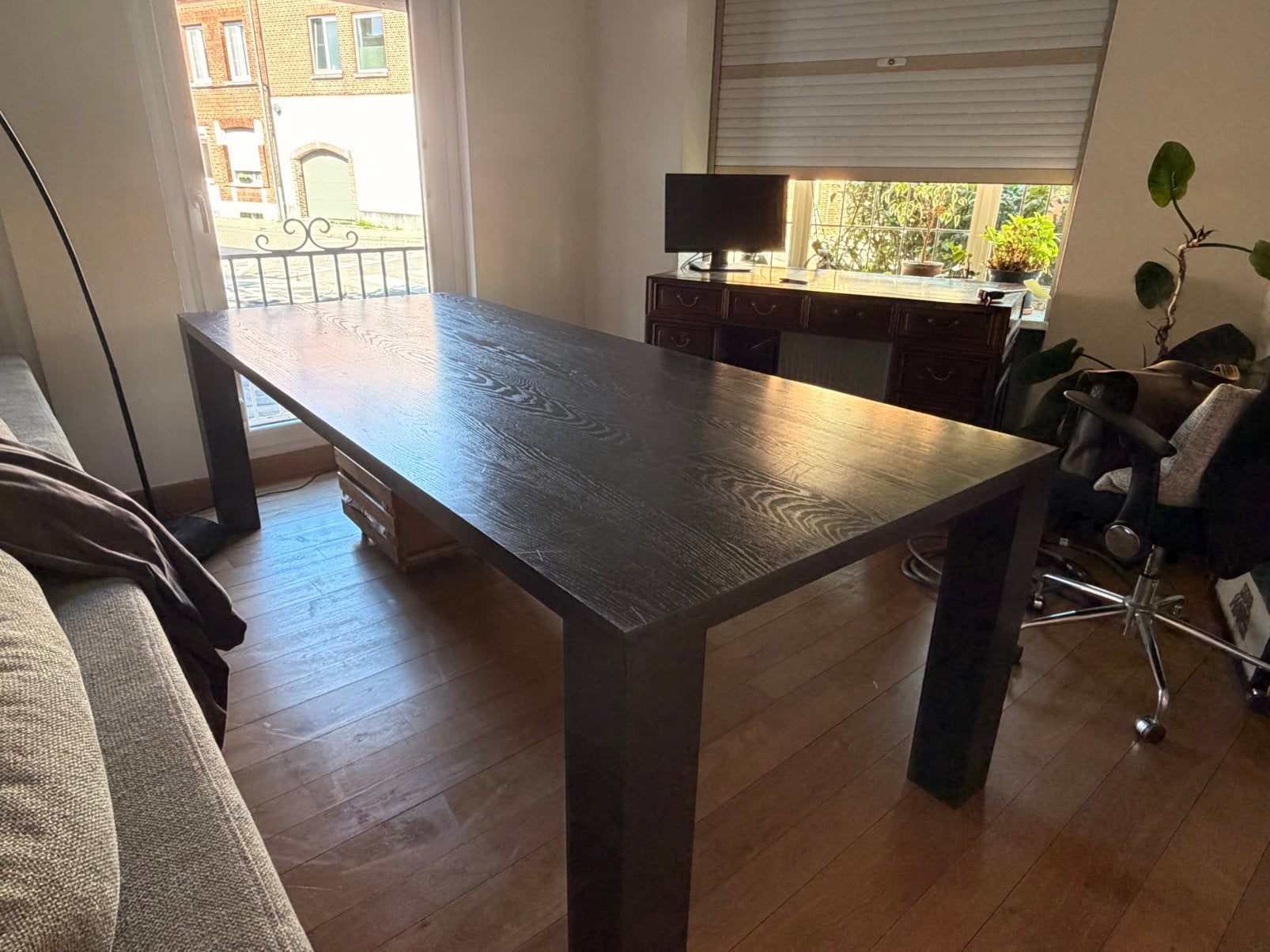 Zwarte bureau of eettafel, Huis en Inrichting, Tafels | Eettafels, Ophalen, Gebruikt, 200 cm of meer, 50 tot 100 cm