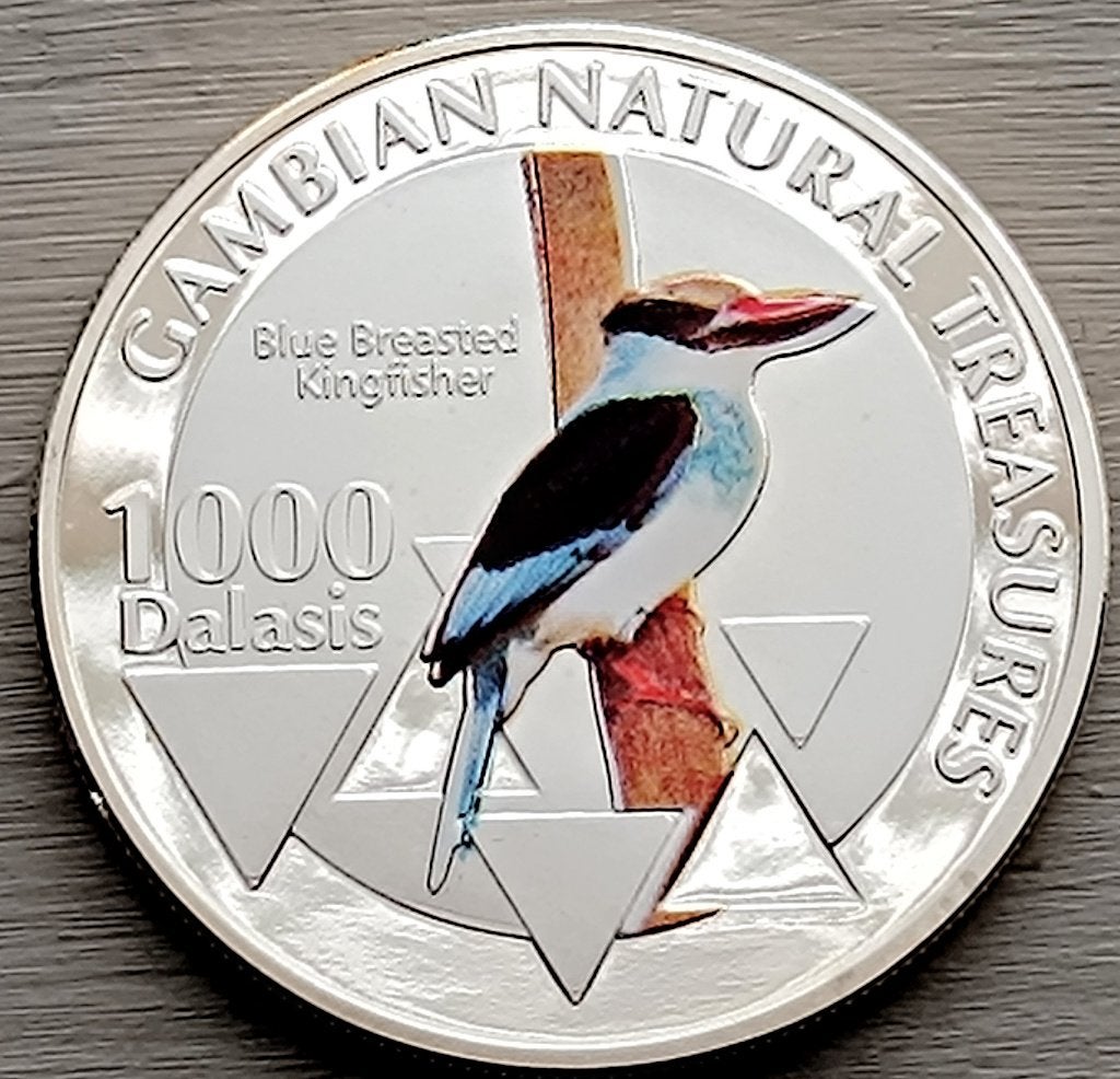 munt Gambia 1000 dalasis 2015:verzilverd:Kingfisher, Timbres & Monnaies, Monnaies | Afrique, Enlèvement ou Envoi