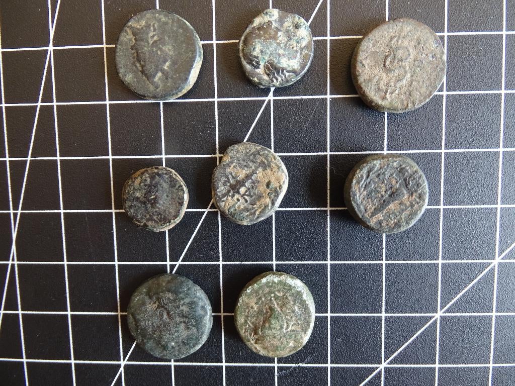 Lot 8 antieke bronzen munten — Grieks & Romeins, Ophalen of Verzenden, Overige landen, Setje