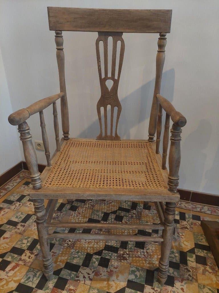 antieke haardzetel met rieten zitting, Antiek en Kunst, Ophalen