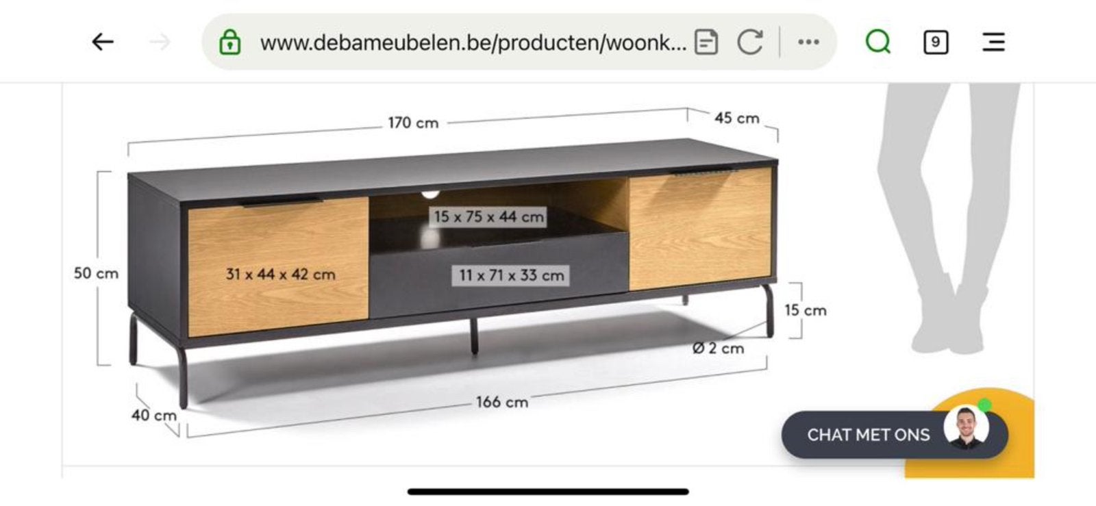 Meuble télévision bas et moderne, Ophalen, 150 tot 200 cm, Zo goed als nieuw, Minder dan 100 cm