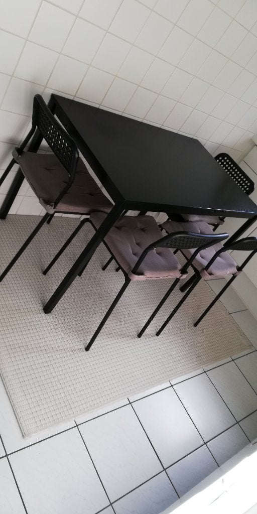 Eettafel, 100 à 150 cm, Quatre personnes, Synthétique, Carré